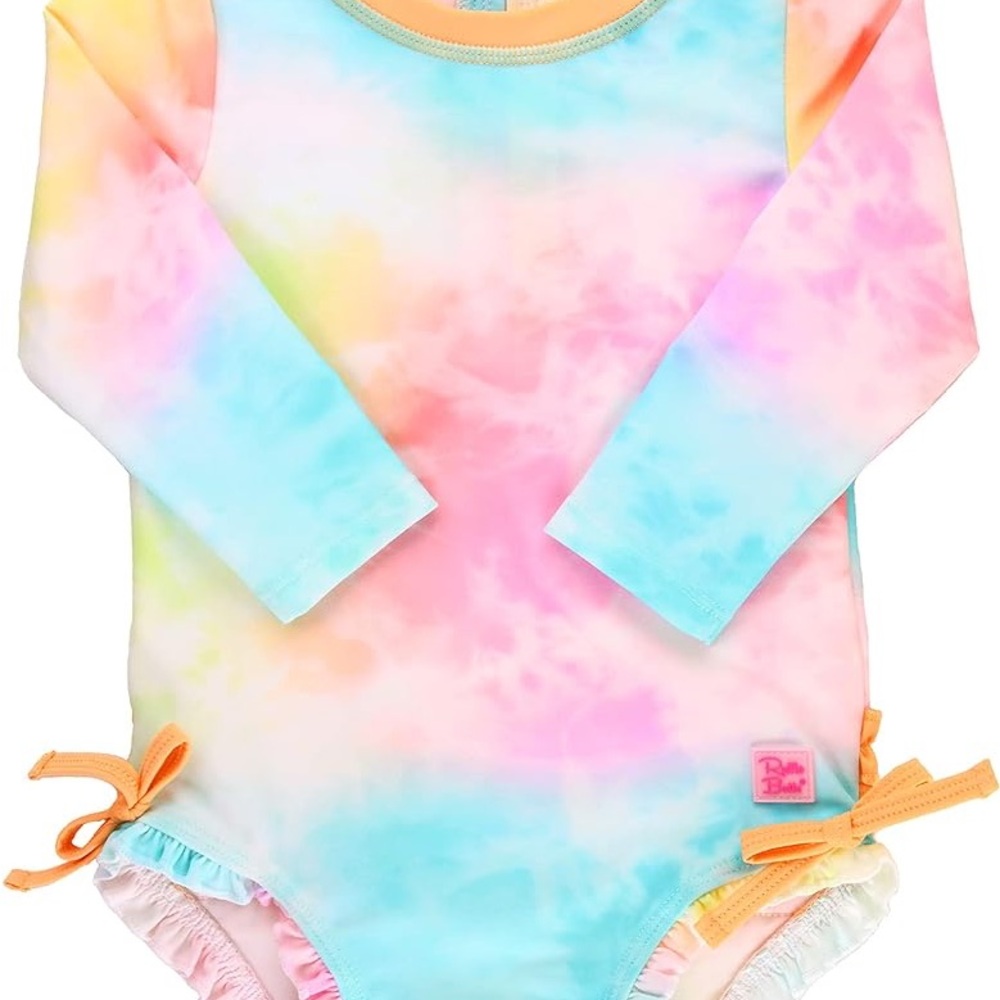 Ruffle Butts Pastel Tie-Dye Kids Rashguard